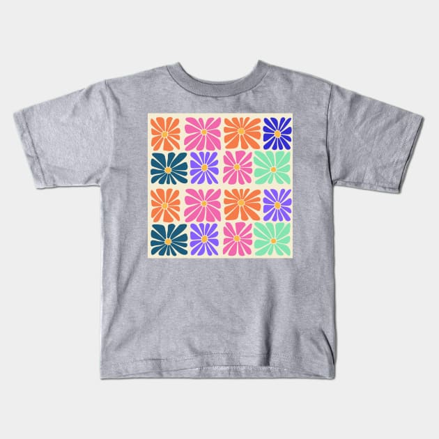 Groovy Flowers Seamless Pattern Kids T-Shirt by i am Cuta